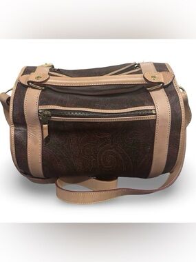 Etro Paisley print Bordeaux Cylinder Boston Bag